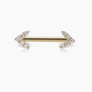 Maria Tash Double Diamond Arrow Nipple Barbell - Yellow Good - 1.6mm